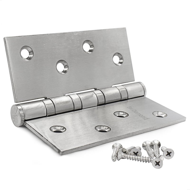 Earl Diamond 304 Stainless Steel 4" Door Hinges, Heavy Duty Ball Bearing Door Hinges with Square Corners for Exterior Interior Gate Swing Security Doors - Brushed Satin Nickel (Set of 2 Hinges) - Image 3